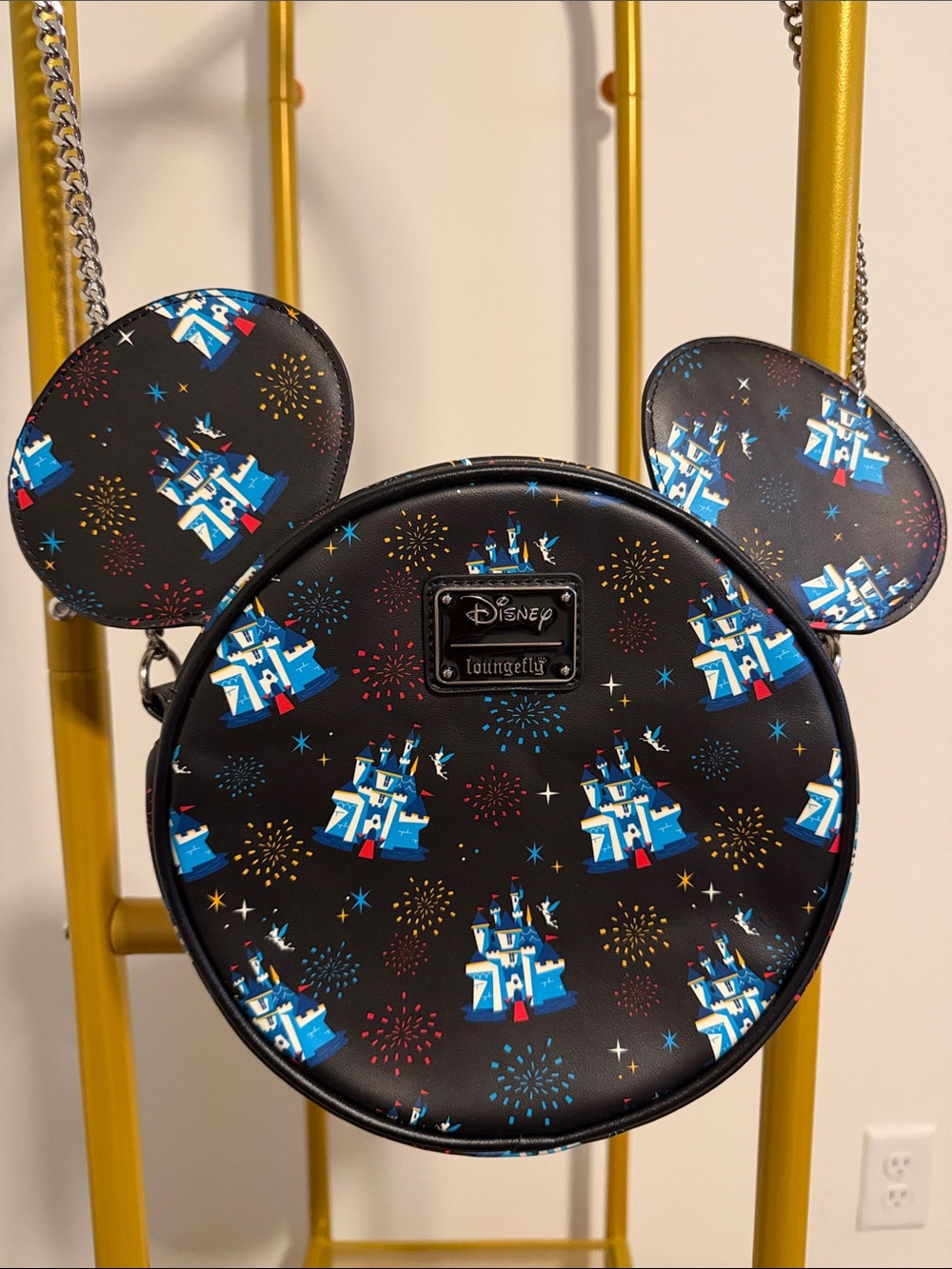 Loungefly Black and Blue Mickey Castle Ear Crossbody Bag - Picture 6 of 6
